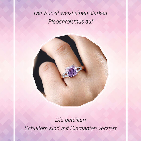 AAA Patroke Kunzit und Diamant Ring in 585 Gold - 4,68 ct. image number 3