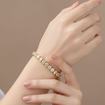 Wei&szlig;er Zirkonia Armband ca. 19 cm Nickelfreies Messing, Goldfarben