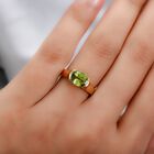 Peridot Solitär Ring 925 Silber 585 Vergoldet image number 2