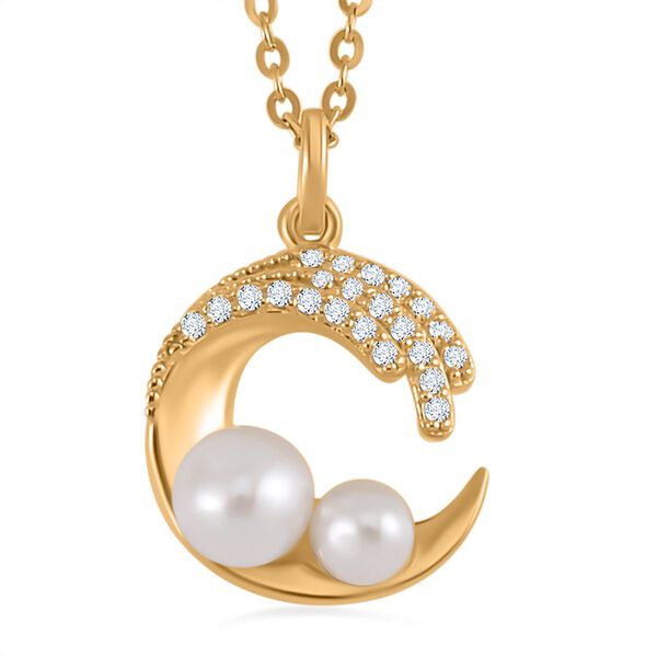 2er-Set - Weiße Süßwasserperlen Halskette und Ohrringe in vergoldetem 925er Silber - 3,64 ct. image number 3