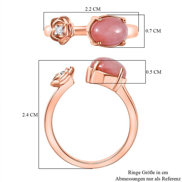 Herzklang - D joy AA Vinicunca-Peruanischer Opal, Weißer Zirkon Ring 925 Silber 750 rosévergoldet (Größe 18.00) ca. 1.22 ct image number 7