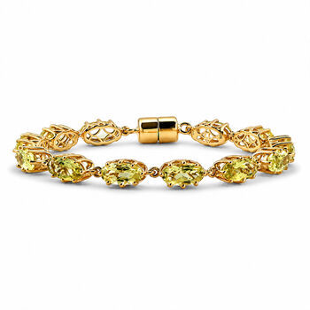 D'Joy AAA Ouro Verde-Quarz Armband ca. 18 cm 925 Silber 750 Gelbgold vermeil ca. 11,84 ct.