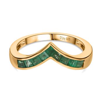 D joy Kagem Sambischer Smaragd Ring 925 Silber 750 Gelb Vergoldet (Gr&ouml;&szlig;e 20.00) ca. 0.52 ct