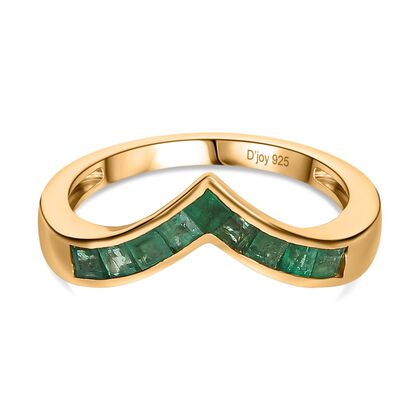 D joy Kagem Sambischer Smaragd Ring 925 Silber 750 Gelb Vergoldet (Gr&ouml;&szlig;e 20.00) ca. 0.52 ct