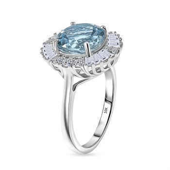 LUXURIANT AAA Aquamarin und SI-GH Labor Diamant Ring in 417 Wei&szlig;gold - 1,16 ct.
