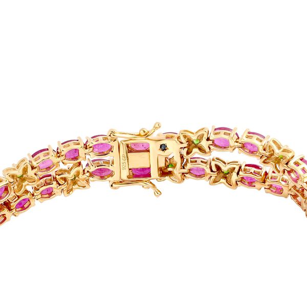 GP Italian Garden Kollektion - Afrikanisches Rubin, nat&uuml;rliches Chromdiopsid und Kanchanaburi blaues Saphir emailliertes Armband in Silber image number 4