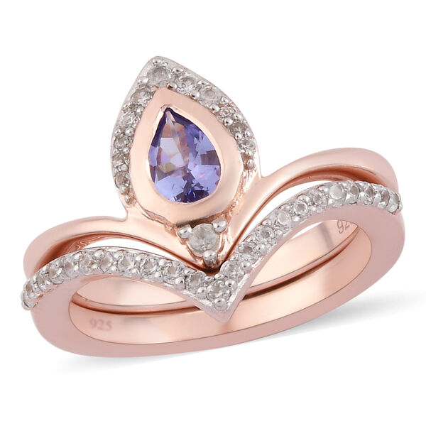 Tansanit und Zirkonia 2er-Set Ringe in Silber image number 4