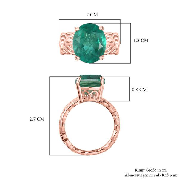 Smaragd-Quarz Triplette Ring 925 Silber 750 Ros&eacute;gold Vermeil (Gr&ouml;&szlig;e 16.00) ca. 5.25 ct image number 7