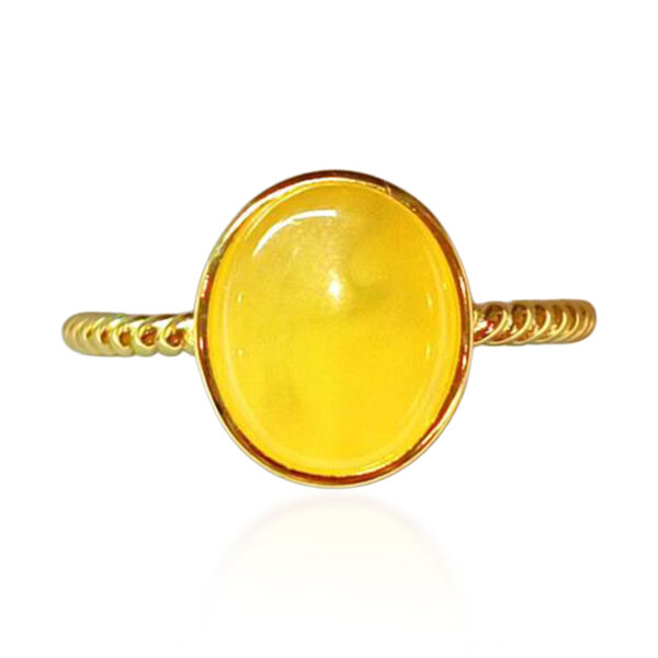 Nat&uuml;rlicher Baltischer Bernstein Ring 925 Silber vergoldet (Gr&ouml;&szlig;e 16.00) image number 0