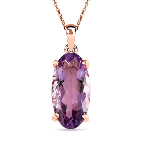 Rose De France Amethyst Solitär-Anhänger mit Kette, 925 Silber rosévergoldet ca. 8,49 ct. image number 0