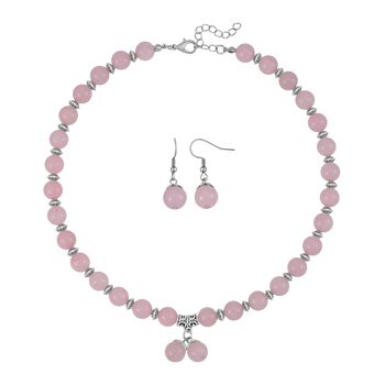 Rosenquarz Schmuckset 925 Silber Antik-silber-Plattierung und Legierung Antik-silber-Plattierung ca. 300.00 ct