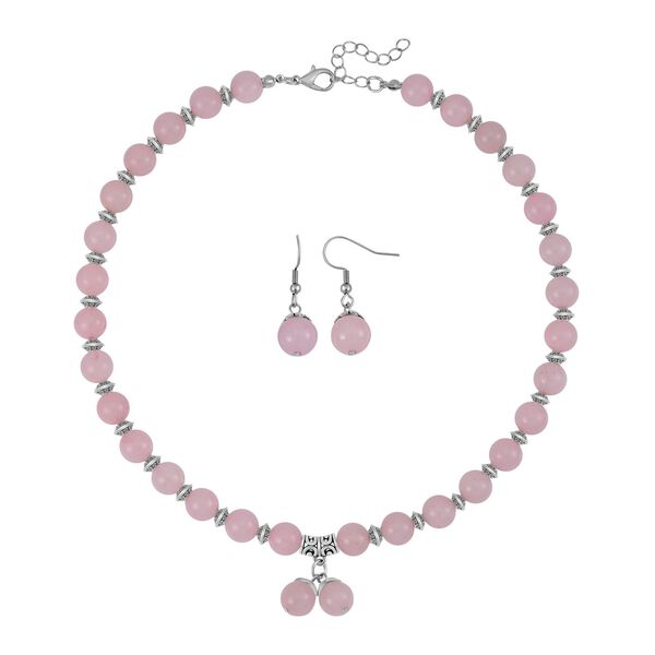 Rosenquarz Schmuckset 925 Silber Antik-silber-Plattierung und Legierung Antik-silber-Plattierung ca. 300.00 ct