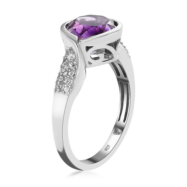 Natürlicher, marokkanischer Amethyst und weißer Zirkon-Ring, 925 Silber platiniert  ca. 2,19 ct image number 5