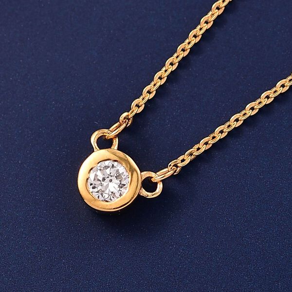 LUXURIANT SI-GH Labor Diamant 45cm Halskette, 925 Silber 750 Gelbgold Vermeil - 0,20 ct. image number 2