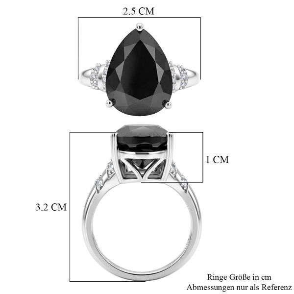 Schungit und wei&szlig;er Zirkon-Ring, 925 Silber rhodiniert  ca. 5,55 ct image number 6