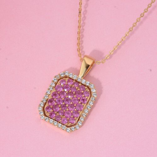 Rosa Saphir Schmuckset 925 Silber Gelbgold Vermeil ca. 1,89 ct. image number 1