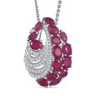 Königliche Eleganz - Afrikanischer Rubin (Fissure gefüllt) Anhänger mit Kette, 925 Silber rhodiniert ca. 3,88 ct.