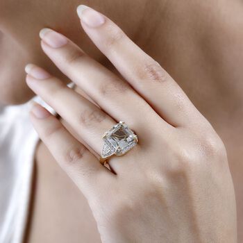 Prasiolith und Zirkon Ring- 7,10 ct.