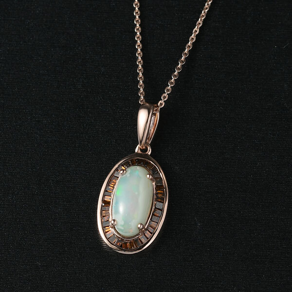 D&rsquo;Joy AA nat&uuml;rlicher, &auml;thiopischer Welo Opal und roter Diamant Anh&auml;nger mit 45cm Kette - 2,45 ct. image number 2