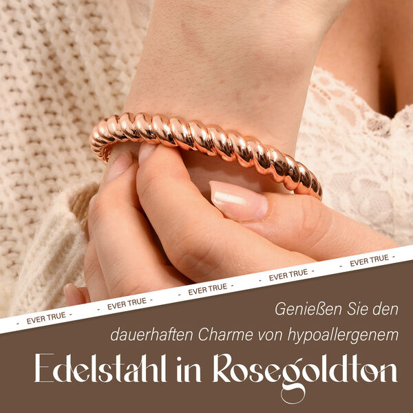 EVER TRUE Designer inspirierter gedrehter 19cm Armreif und Creolen in Rosègoldton image number 4