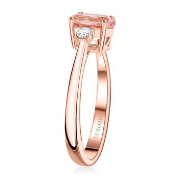 LUXORO zertifiziert und gepr&uuml;ft AAA Rosa Morganit und Diamant Ring in 417 Ros&eacute;gold - 1,35 ct.