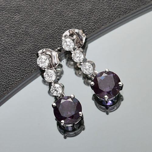 AAA Lab Grown Alexandrite, Lab Grown Diamant Ohrringe 417 Gold ca. 4,58 ct. image number 1