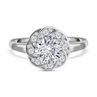 Moissanit Ring, 925 Silber platiniert, (Größe 17.00) ca. 1.66 ct