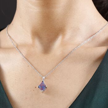 Lila T&uuml;rkis Anh&auml;nger mit Kette (ca. 50 cm), Nickelfreies Messing und 316L Edelstahl, ca. 7.50 ct