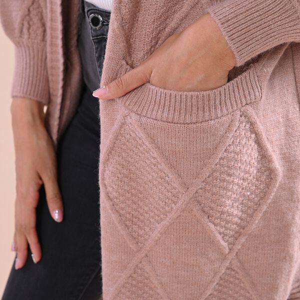 LA MAREY - lange Strickjacke, Einheitsgröße Türkis image number 8