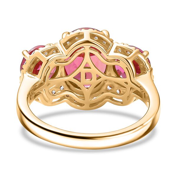 Trinity Flame - D'Joy Lab Grown Padparadscha-Saphir Ring 925 Silber 750 Gelbgold Vermeil (Gr&ouml;&szlig;e 19.00) ca. 6.79 ct image number 6