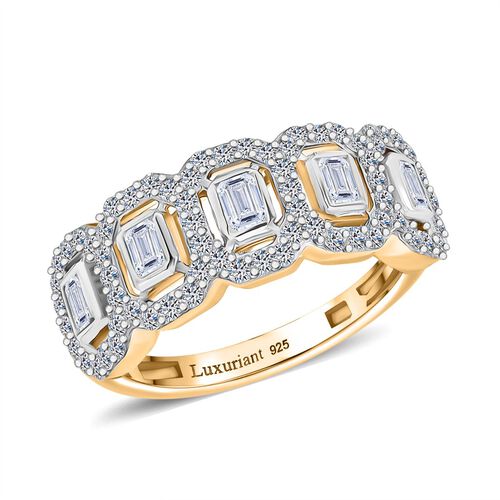 Lab Grown Diamant VS Ring 925 Silber 750 Gelbgold Vermeil (Größe 17.00) ca. 1,04 ct image number 3