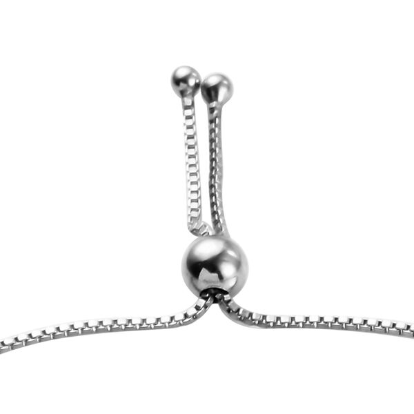 Verstellbares, blaues und wei&szlig;es Diamant-Herz-Armband in Silber image number 4