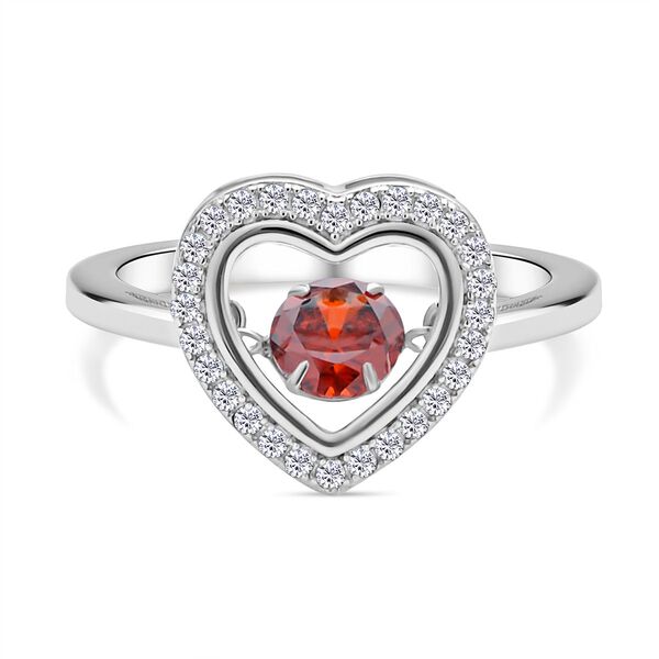 Roter und wei&szlig;er Zirkonia-Ring - 1,02 ct.