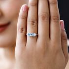 Kambodschanischer, blauer Zirkon, weißer Diamant Ring, 925 Silber platiniert (Größe 19.00) ca. 1.69 ct image number 2