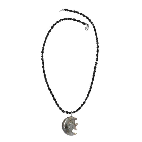 Labradorit und schwarze Spinell-Halskette, 50 cm - 115 ct. image number 6