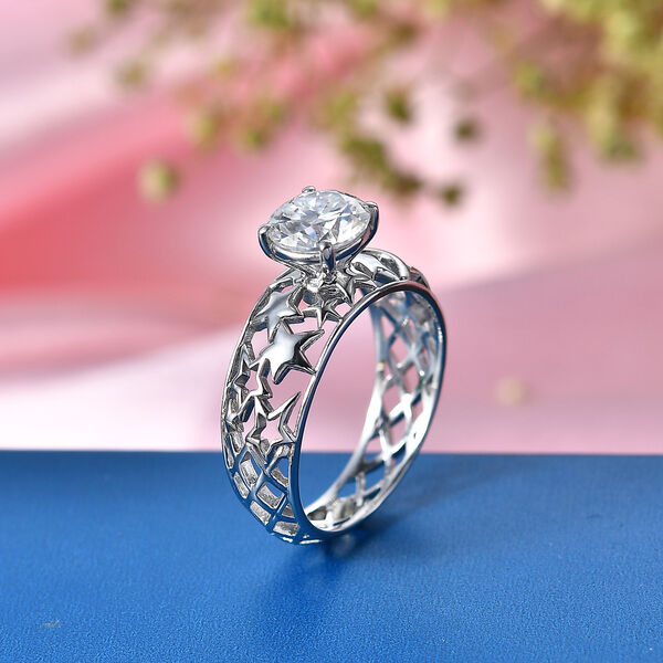 D'Joy Moissanit Ring 925 Silber Platiniert (Gr&ouml;&szlig;e 17.00) ca. 1,20 ct image number 1