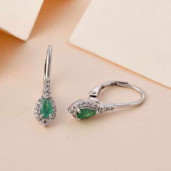 AAA Smaragd und Zirkon-Ohrringe - 0,65 ct. image number 2