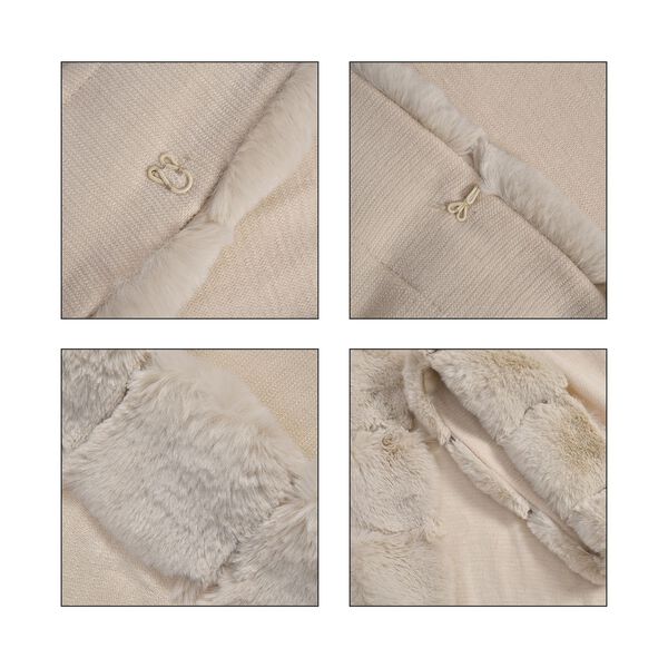 LA MAREY - Stilvoller langer Mantel mit Kunstpelzrand, 108x100cm, creme image number 7