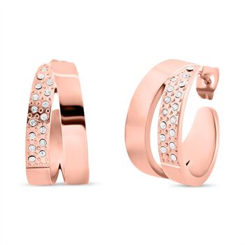 Wei&szlig;er Zirkonia Ohrringe Reiner Edelstahl, Rosefarben