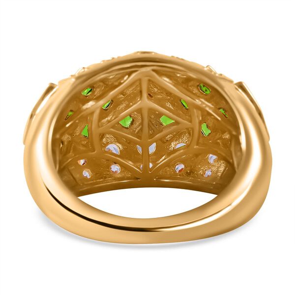 Nat&uuml;rlicher Chromdiopsid, wei&szlig;er Zirkon Ring, 925 Silber vergoldet (Gr&ouml;&szlig;e 18.00) ca. 2.99 ct image number 4