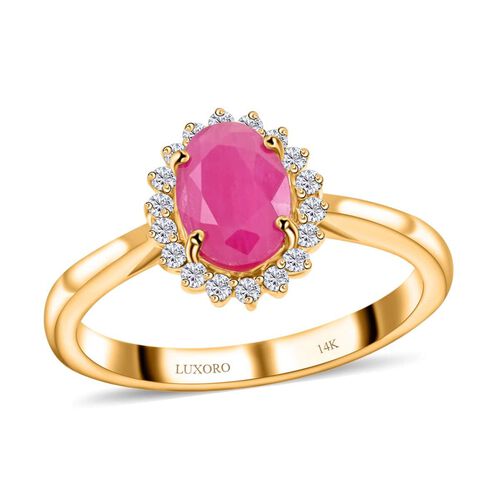 LUXORO AAA Mosambik Rubin und G-H I2 Diamant Ring in 585 Gelbgold- 1,50 ct. image number 0
