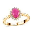 AAA Natürlicher Mosambik-Rubin, Weißer Diamant Ring 585 Gold (Größe 16.50) ca. 1,50 ct
