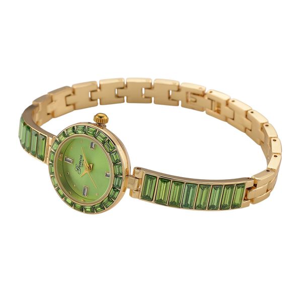 GENOA Time V2, Peridot-farbene Zirkonia, Kristalluhr, japanisches Uhrwerk, 316L Edelstahl, gr&uuml;n image number 6