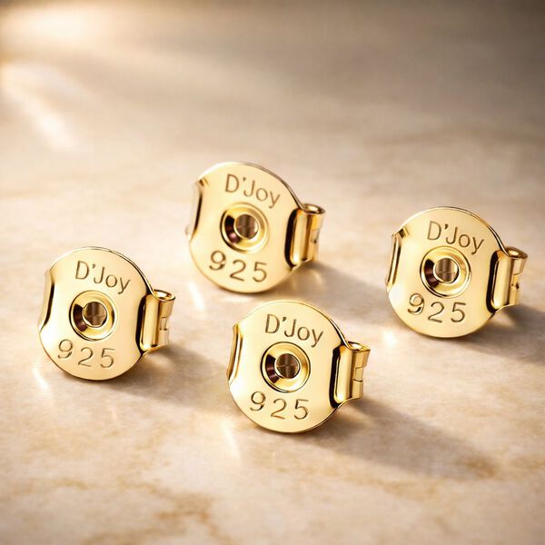 2er Set - Ohrsteckerverschl&uuml;sse, 925 Silber 750 Gelb vergoldet image number 1