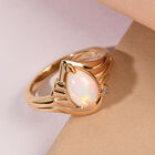 Natürlicher Äthiopischer Opal und Diamant Ring 925 Silber vergoldet  ca. 0,90 ct image number 1