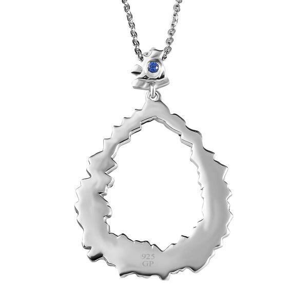 GP Italian Garden Kollektion - Blauer Diamant und Kanchanaburi blauer Saphir-Cluster-Anhänger mit Kette in platiniertem Silber - 0,50 ct. image number 5