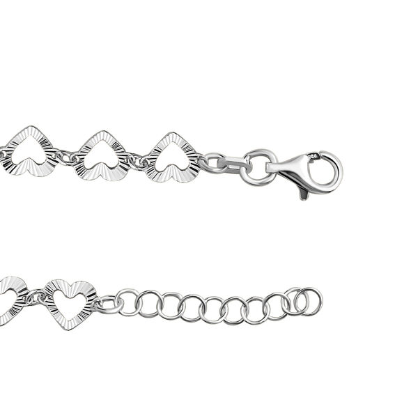 18cm Armband mit diamantgeschliffenen Herzmotiven, 925 Silber rhodiniert image number 3