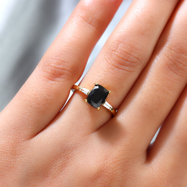 Elite Shungit und Zirkon Ring 925 Silber vergoldet image number 3