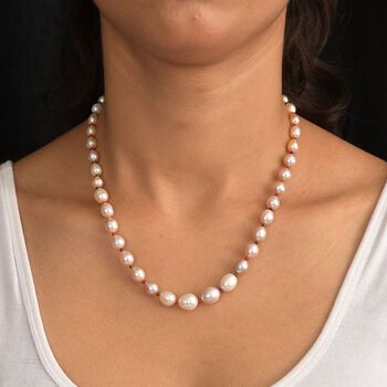 Mehrfarbige S&uuml;&szlig;wasserperle und rote Granat 45cm Halskette