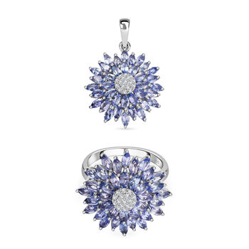Tansanit und Moissanit Ring und Anh&auml;nger